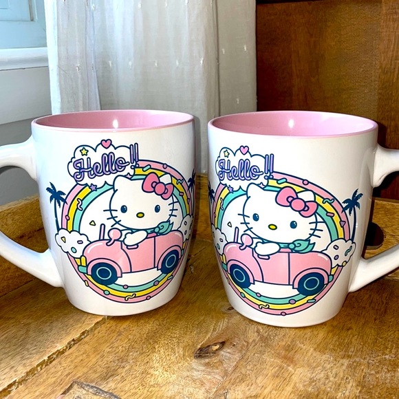 Hello Kitty Other - 2 HELLO KITTY 🐱 Set of 2 large coffee mugs 🐱🌈 NWT🌈